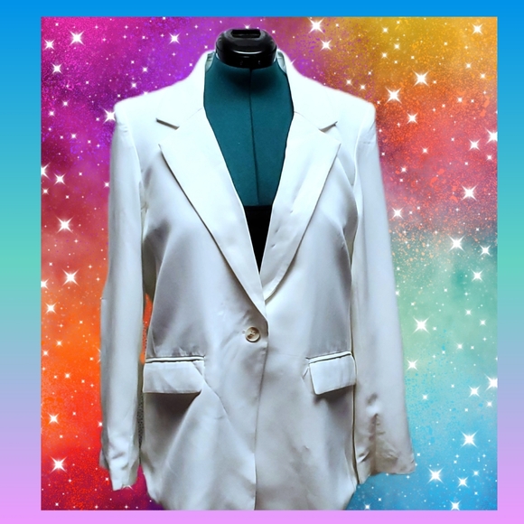 Oat New York Jackets & Blazers - Ladies White  One Button Blazer by OATS NEW YORK